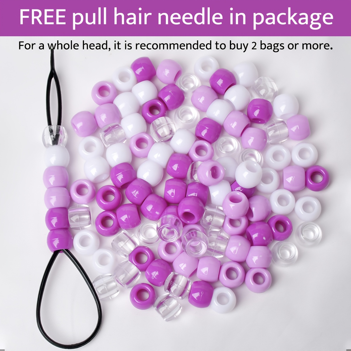 TEMU 100 piezas/juego de cuentas para el cabello , cuentas para para trenzas del cabello, cuentas de plástico de 10 x 12 mm con orificio grande para