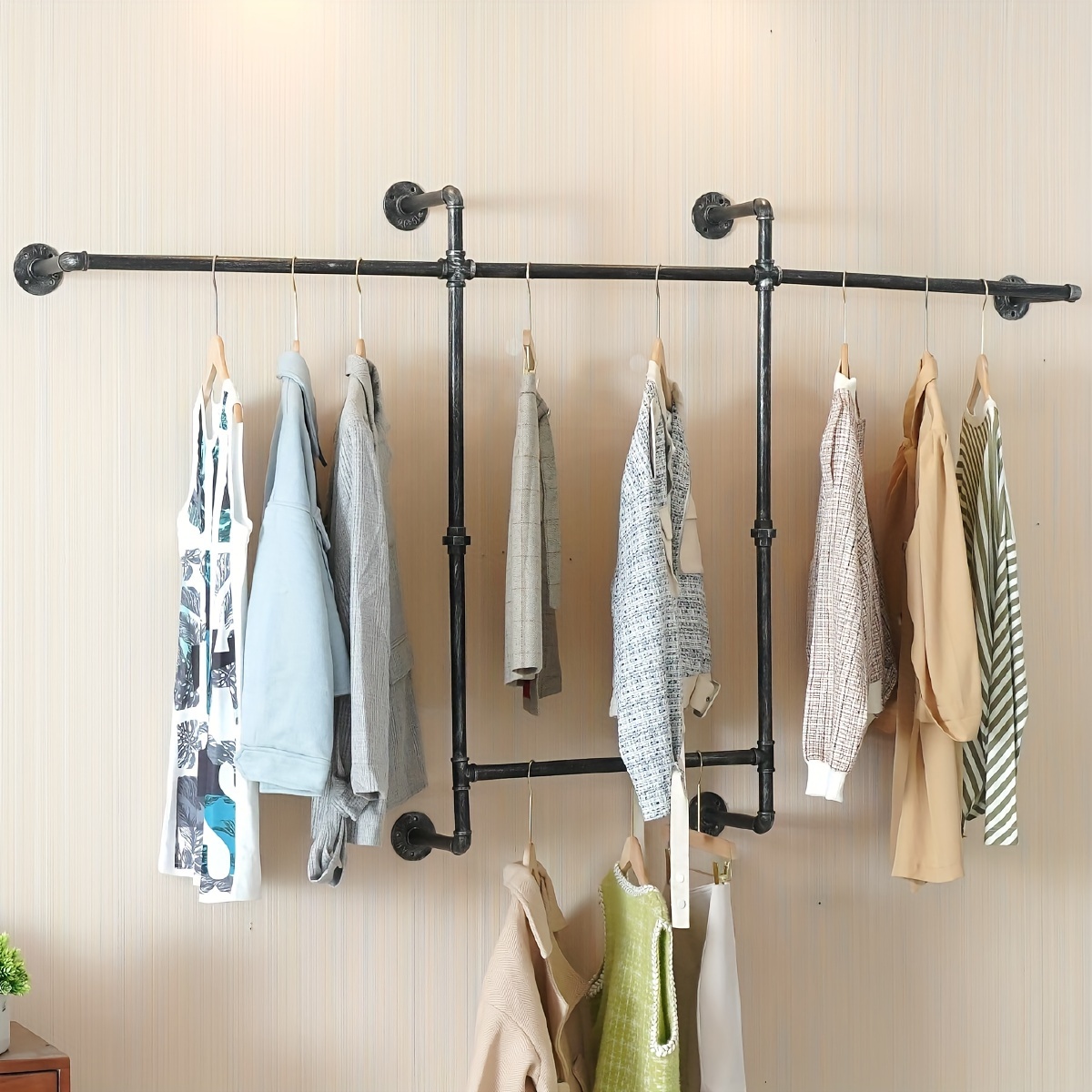 industrial pipe clothes rack wall mounted clothing rack Temu