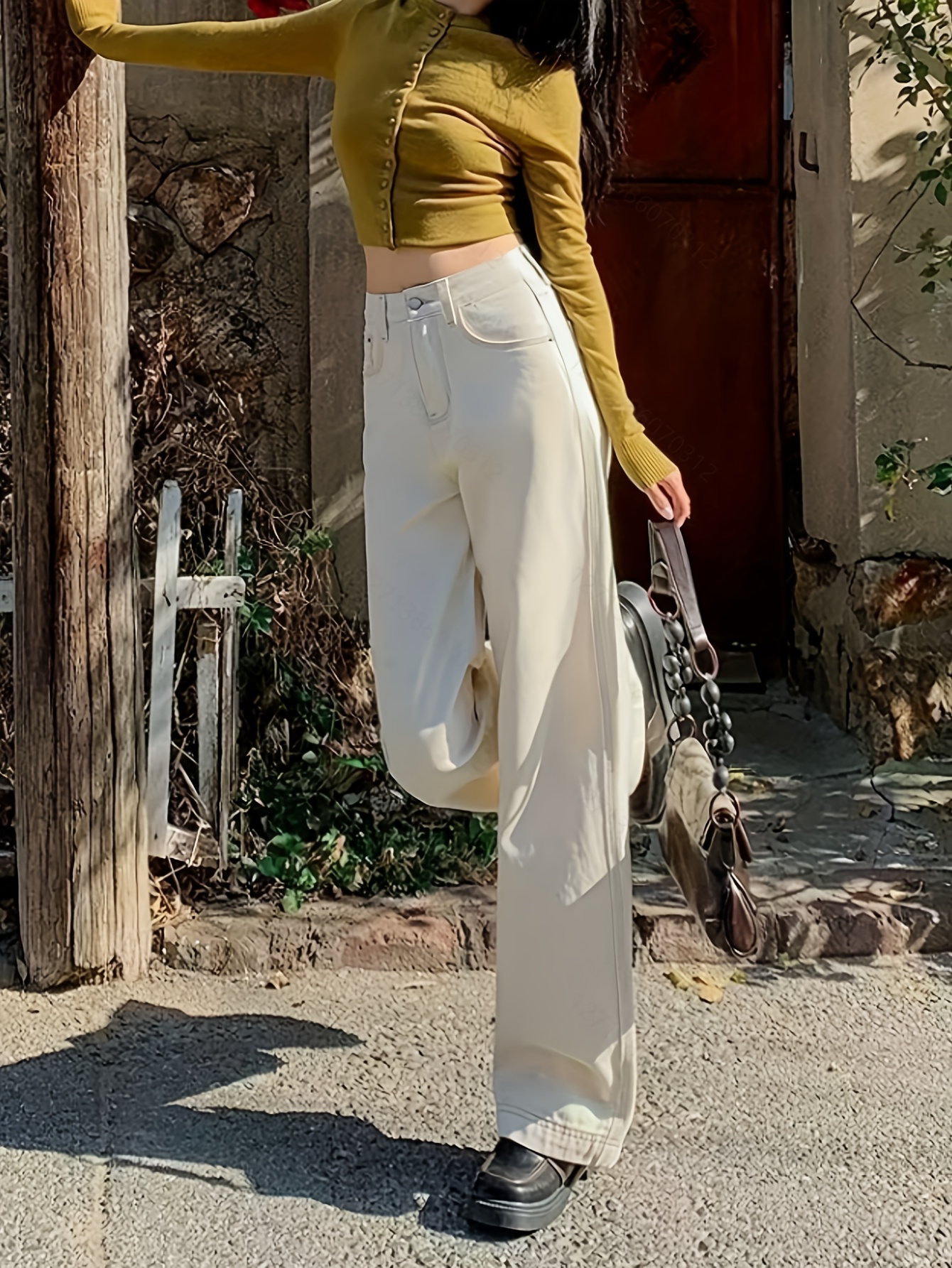 womens non stretch jeans elegant straight leg beige light Temu