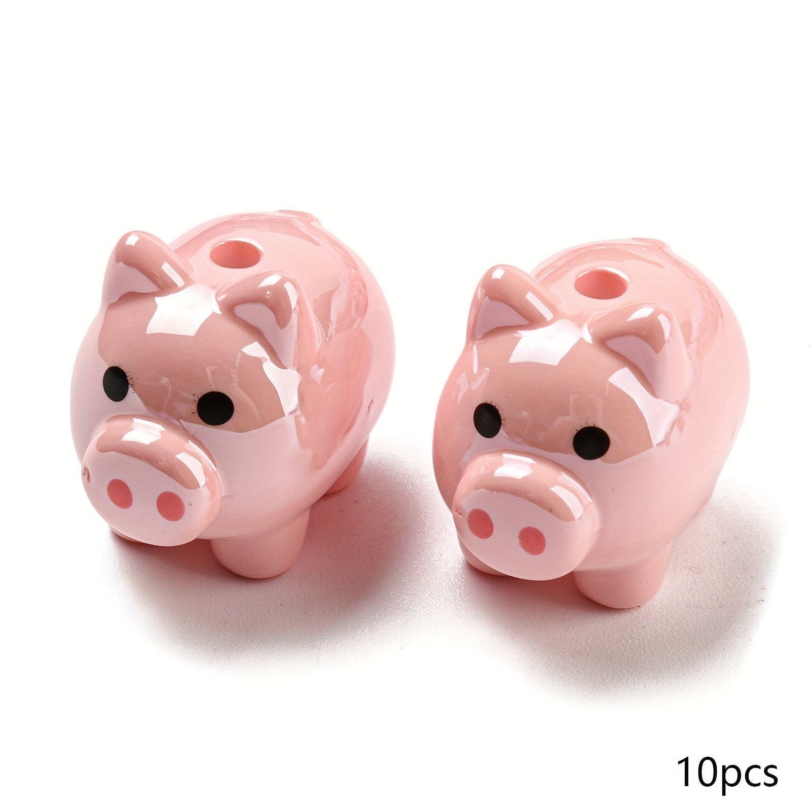 10 Pink Pig-shaped Acrylic Beads With Holes For Projects, Suitable For Making Phone Straps, Keychains, And Bag Chains
