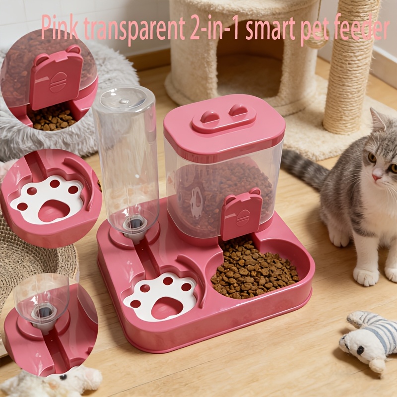 Smart Pet Feeder And Water Dispenser Set, Easy Assembly, Suitable for Cats And Small Dogs, Blue, Pink, Gray, Green, Yellow Available, Transparent/White 2 Specifications Available, Ideal Gift for Relatives, Friends, Colleagues, Non-Electric - Image 6