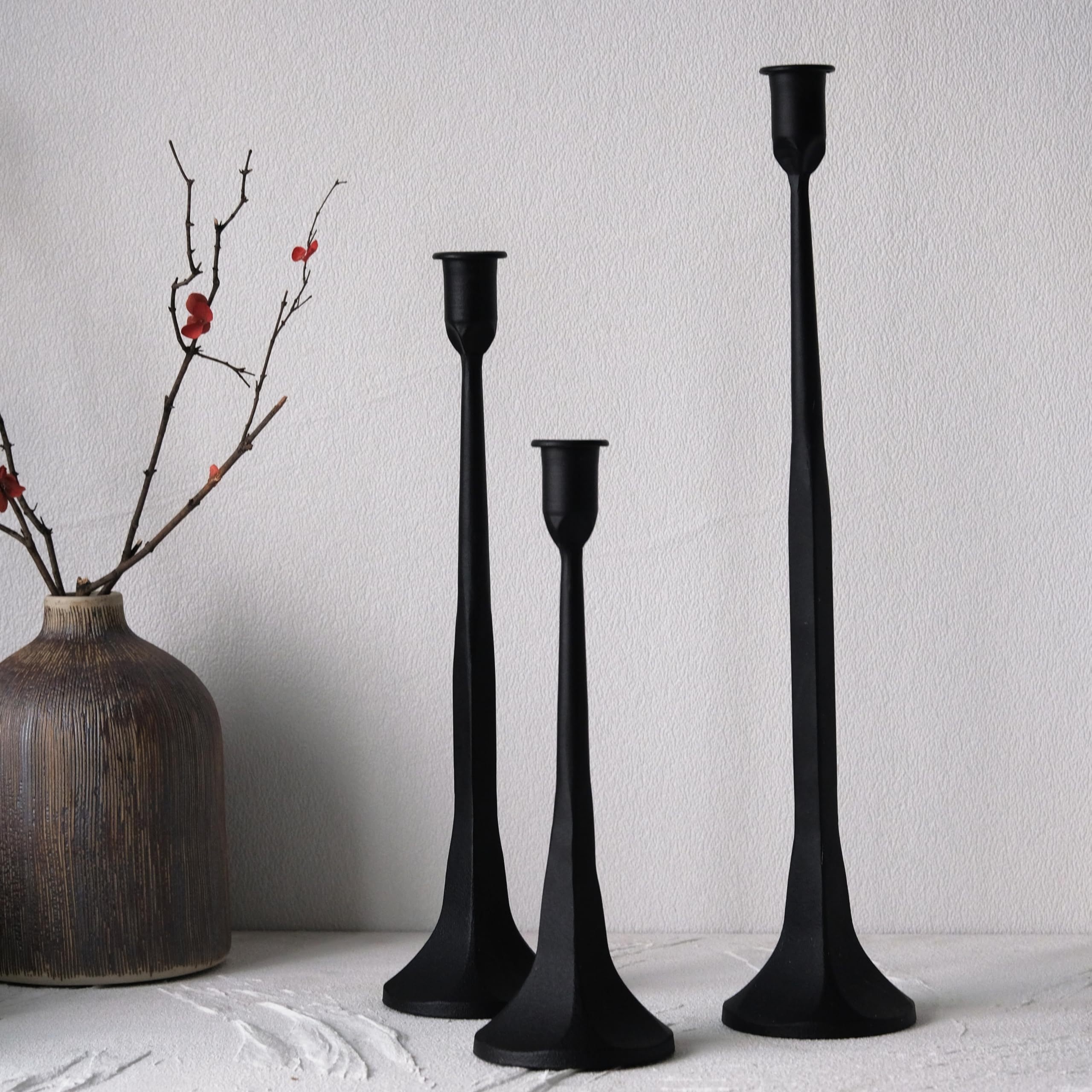 

3pcs/set Iron Taper Candle Holder, Black Candlestick Holders Decorative Candle Stand, Candlestick Holder Tall Set For Wedding, Dinning, Party, Fireplace, Home Decoration