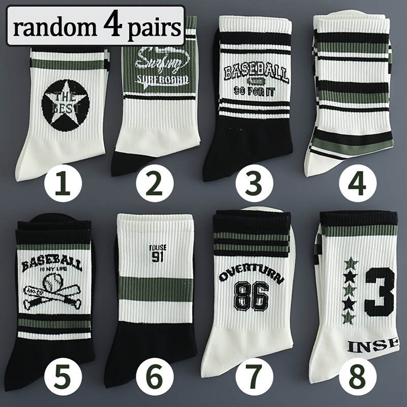 E-shop Zufällige 4 Paar/10 Paar Herren Damen Mid-Calf Socken, hochwertige, vielseitige lange Socken, Studenten Buchstaben lange Röhren Sport Basketball