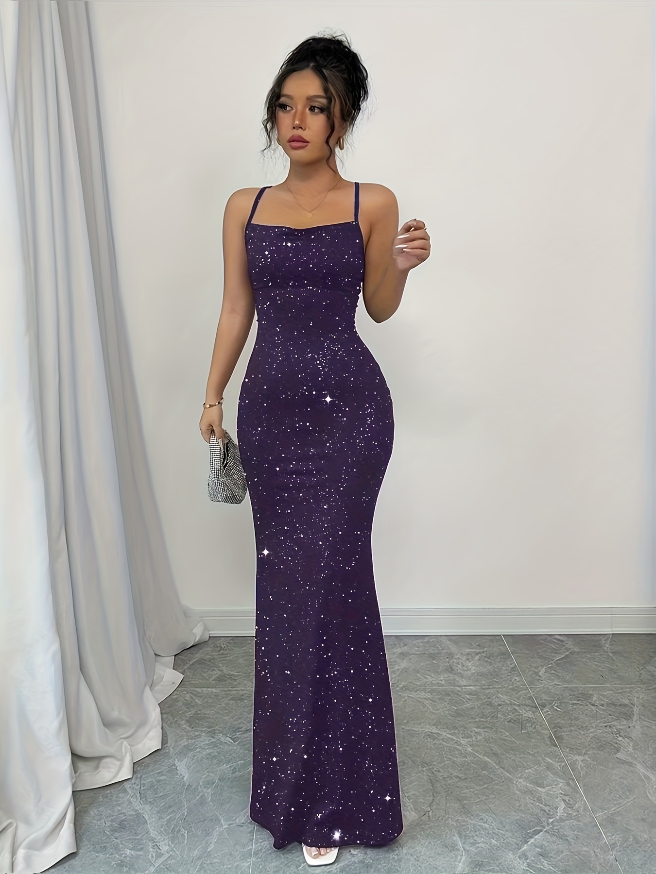 elegant solid sequin bridesmaid dress guest dress - Temu Mauritius