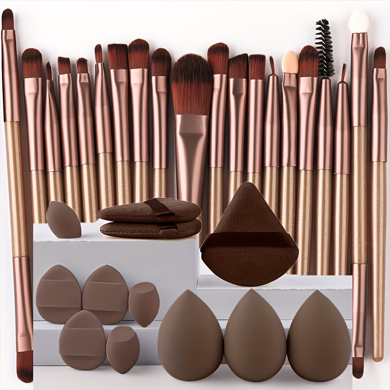 TEMU 12/32pcs Makeup Tools Set Including: 20pcs Makeup Brush Set+3pcs Powder +3pcs Mini Air Cushion +3pcs Beauty Blenders & 3pcs Blenders, Suitable
