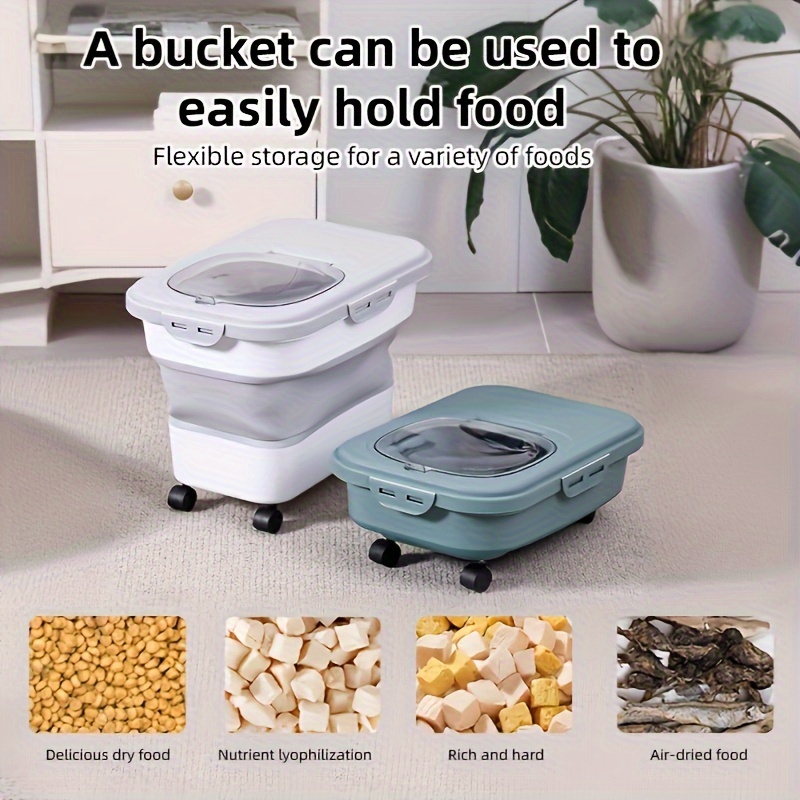 

Airtight Pp Material Pet Food Storage Container With Casters - Sealable, Folding, Moisture-proof Food Bin For & Treats