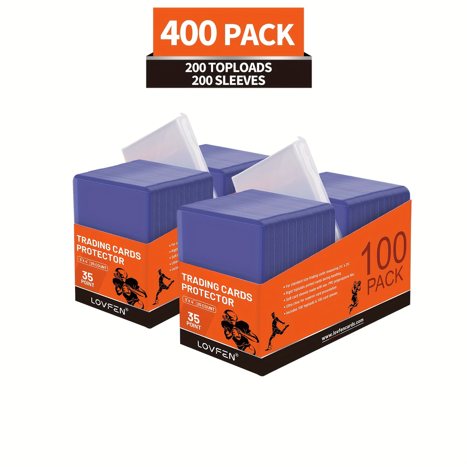 lovfen 400ct top   card sleeves for cards 3 x 4 baseball card protectors trading card sleeves hard plastic fit for baseball football cards 200 top   200 soft sleeves easter gift