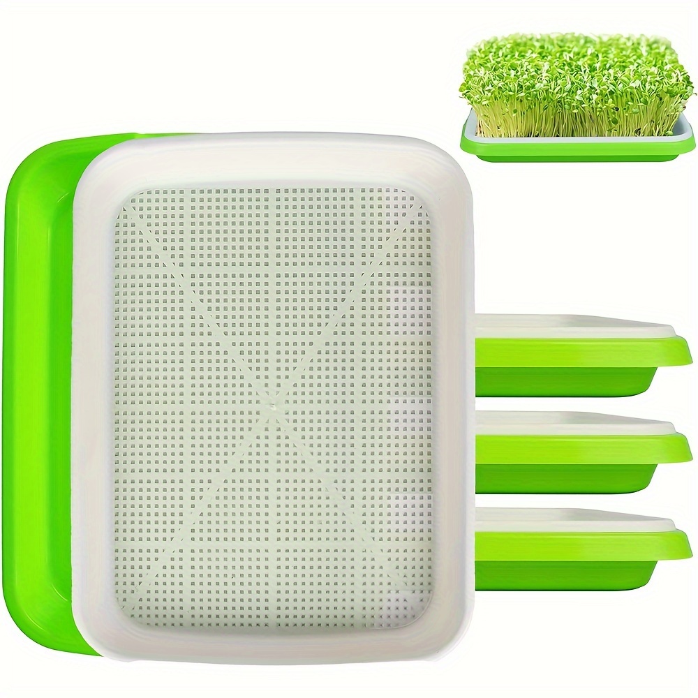 

2/4pcs, Seed Sprouting Tray, Microgreens Growing Trays Big Capacity Sprouts Growing Kit Soil-free Sprouter Tray For Sprouting Seeds, Beans, Wheatgrass