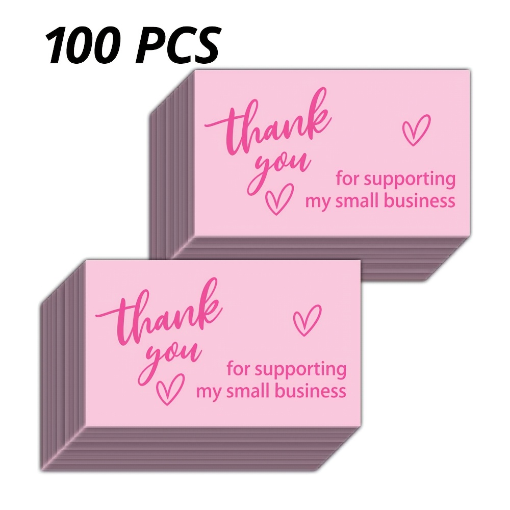 TEMU 100pcs Thank You Cards, Simple And , Thank You For Supporting Small Businesses, Size: 9x5.4cm / 3.5x2.1 Inches, Suitable For Handmade , Clothing