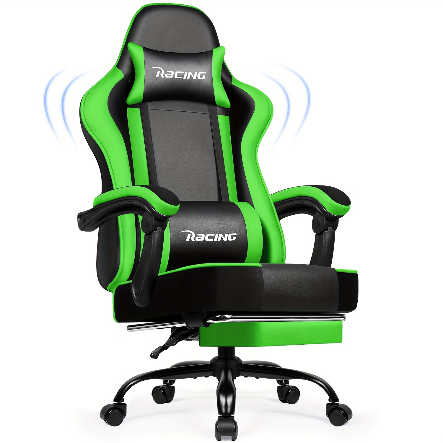 TEMU Office Chair Gaming Chair, Gaming Armchair Rocking Function Up To 170Â°, Ergonomic Gamer Chair With Footrest, Headrest Lumbar Cushion, Padded