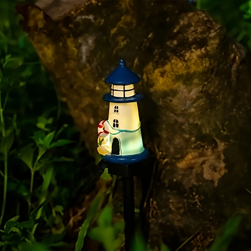 Image of Solar Marine Lighthouse Lamp Lawn Light Resin Craft Led Outdoor Lighting Solar Garden Light Decorative Landscape Light For Courtyard Garden Lawn Path Holiday Decoration