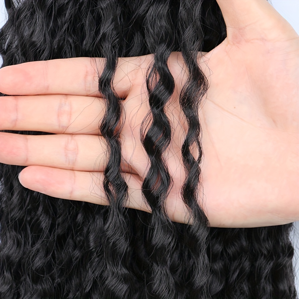 20-inch long curly fluffy ponytail extension with a drawstring for women, featuring clip-in synthetic hair details 3