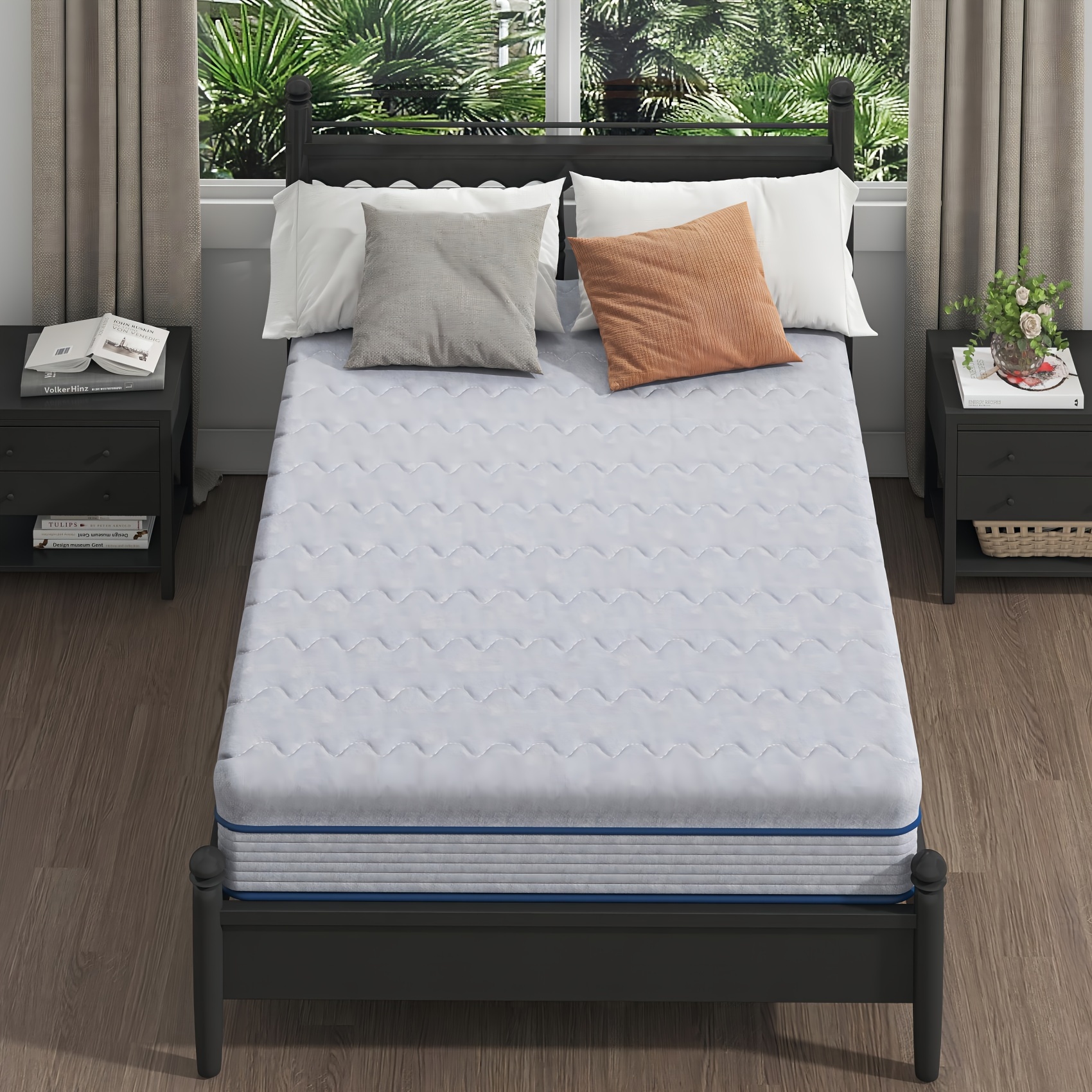 TEMU Single/small Double/double/king Size Mattress, Memory Foam Mattress With , 23cm/9inch Medium Firm Hybrid Mattress With Motion Isolation Grey