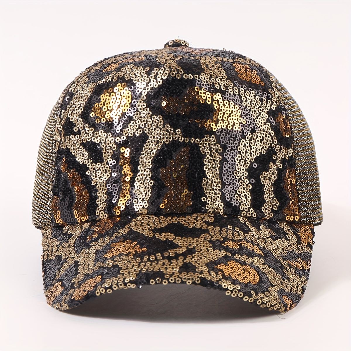 Image of 2024 New Korean Trendy Sequined Leopard Print Hat Women's Spring Autumn Fashion Hat Harajuku Style Net Cap Trendy Brand Baseball Cap