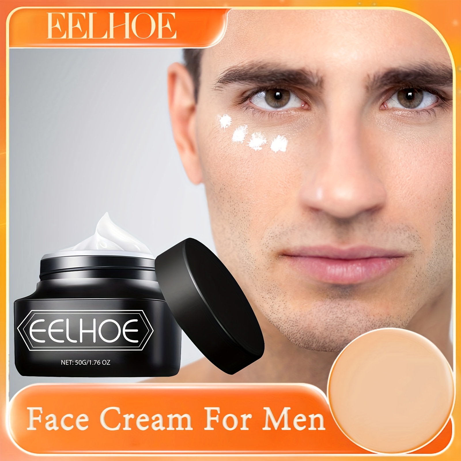 Eelhoe Men's Face Cream - Natural Finish Medium Coverage Moisturizing Cream, Non-Greasy Formula for All Light Beige Types, Hydrating & Lightweight Daily Wear, Modern Packaging | Retinol Enriched