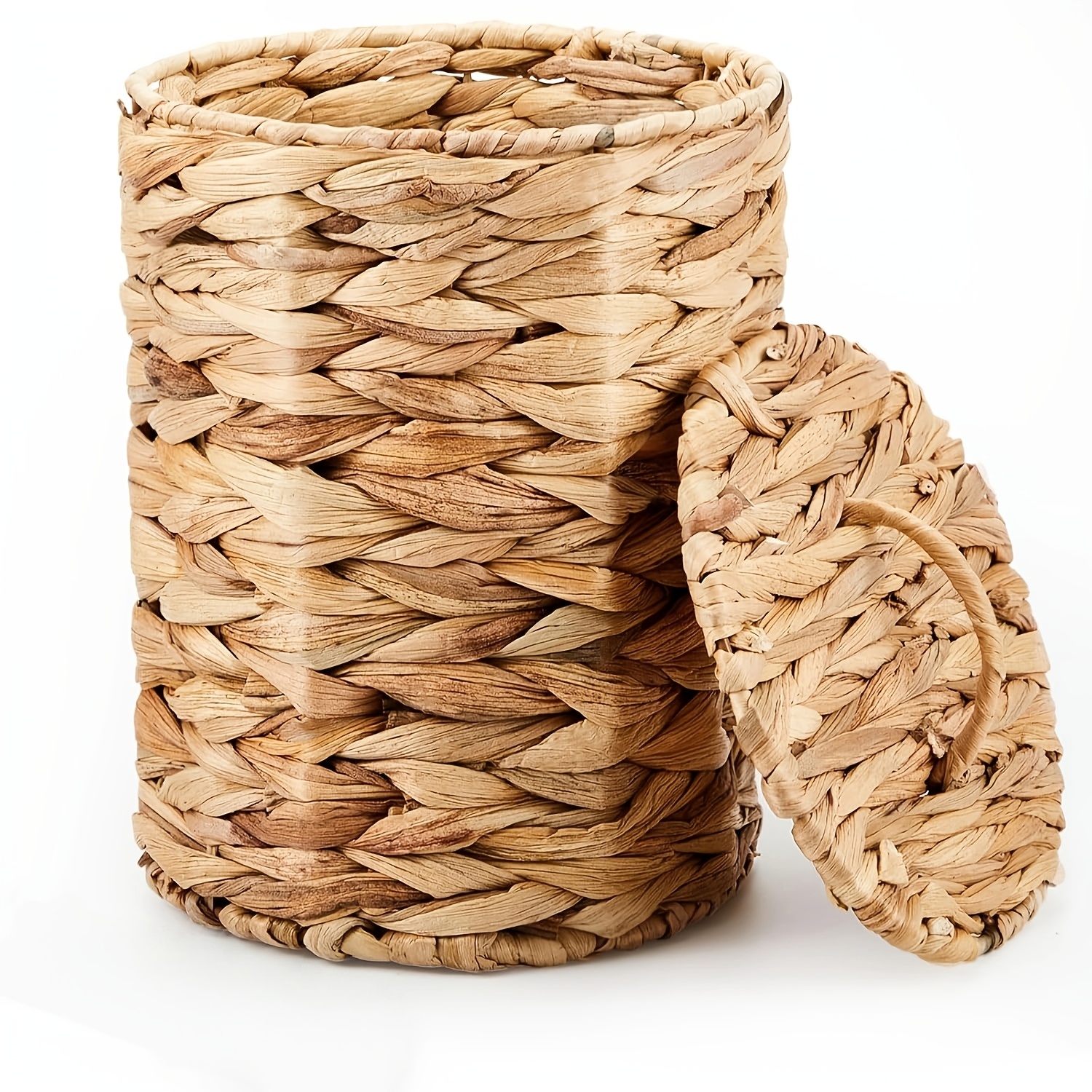 Image of Rattan- Lid Trash Can