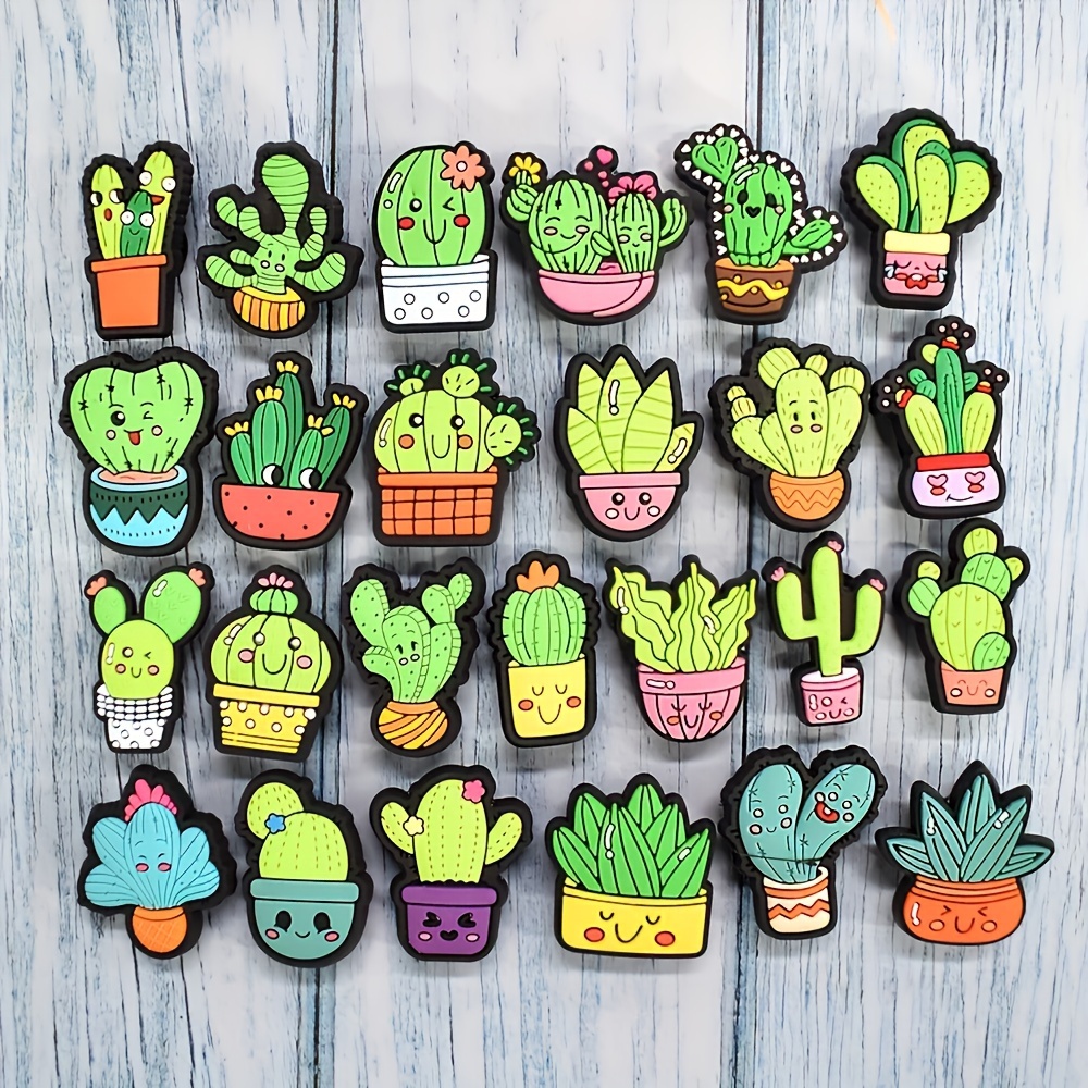 

11pcs Cute Cactus Shoe Charms Set, Assorted Cartoon Plastic Decorations, Detachable Diy Craft Accessories For Footwear Customization