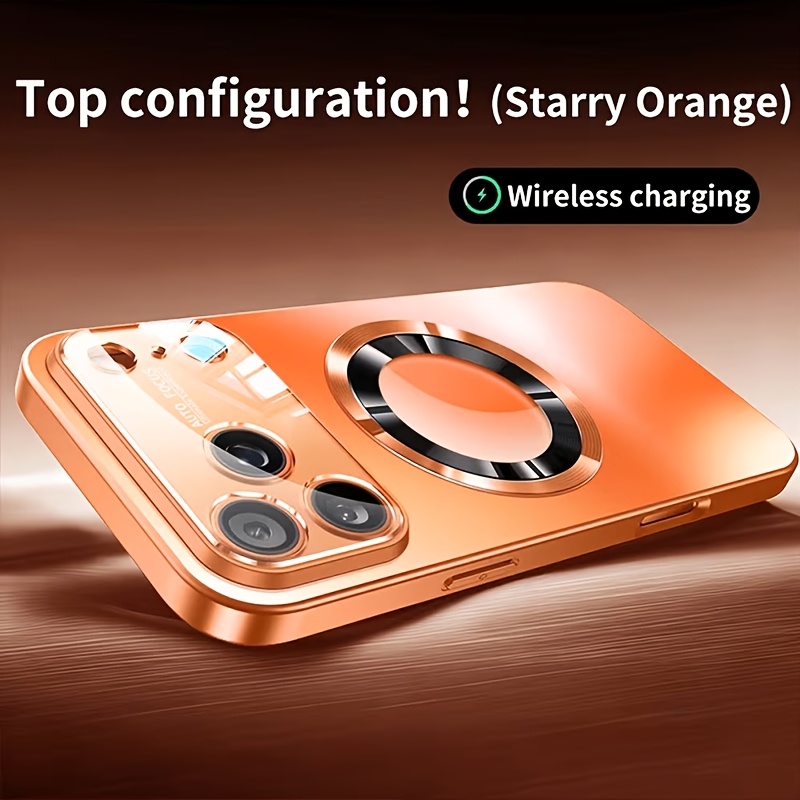 TEMU Phone Case - New Arrival Orange Luxury Matte Phone Case Compatible With Iphone 18 Pro Max 18 Pro 17 16 15 14 13 12 Pro Men Women Magnetic