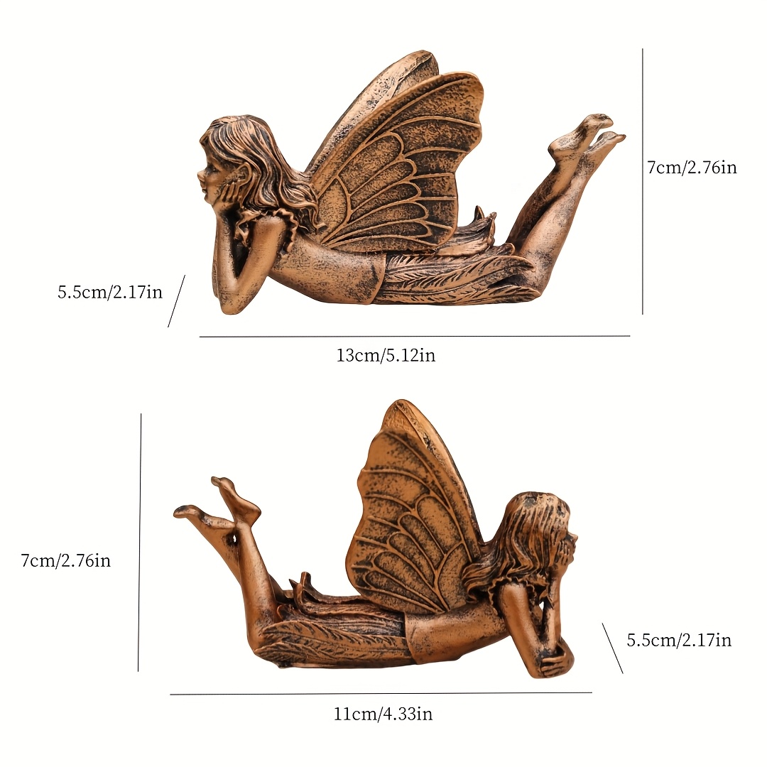 E-shop Zwei Fee-Figuren, Außenskulpturen, Garten- und Innenhofdekorationen, Bonsai-Ornamente, Vintage-Bronzefarbe, Fee-Skulpturen, Natur- und