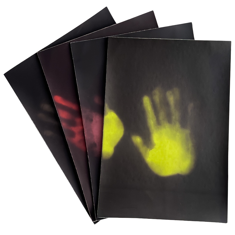 Image of 4pcs Thermochromic Color Change With Heat Pu Faux Leather Material, Thermosensitive Temperature Change Heat Reactive Black To Colored Synthetic Faux Leather-8.2x11.8inch(21x30cm)