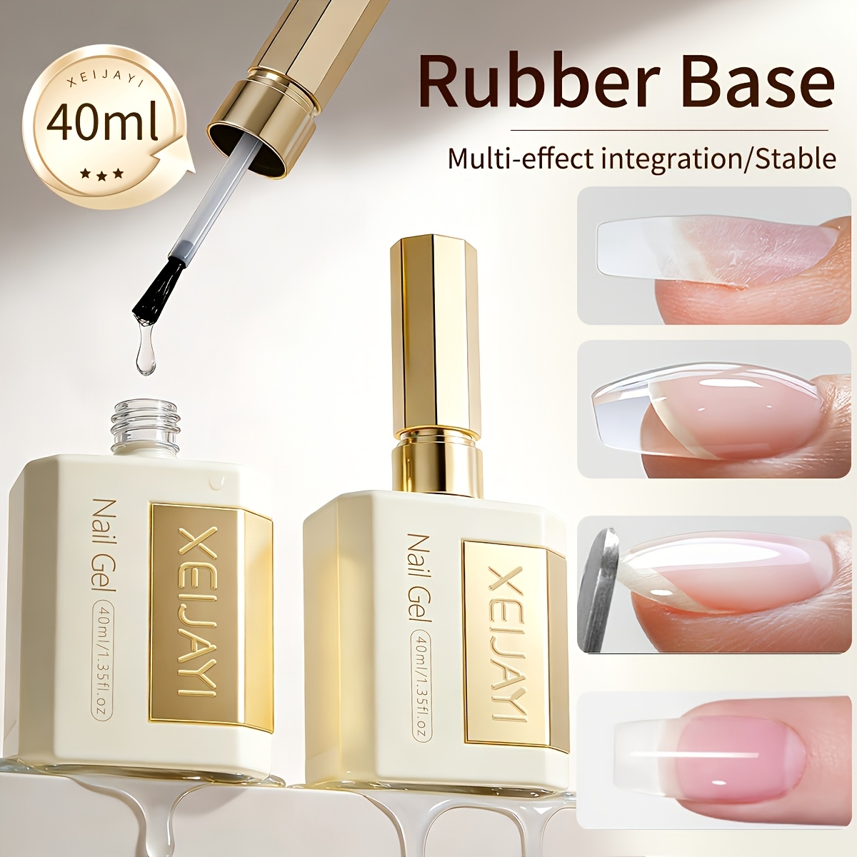 Image of Xeijayi 40ml Rubber For Nail Polish, /led Soak Off Builder Gel For Nail Strengthening And Extension, Long-lasting Manicure For Nail