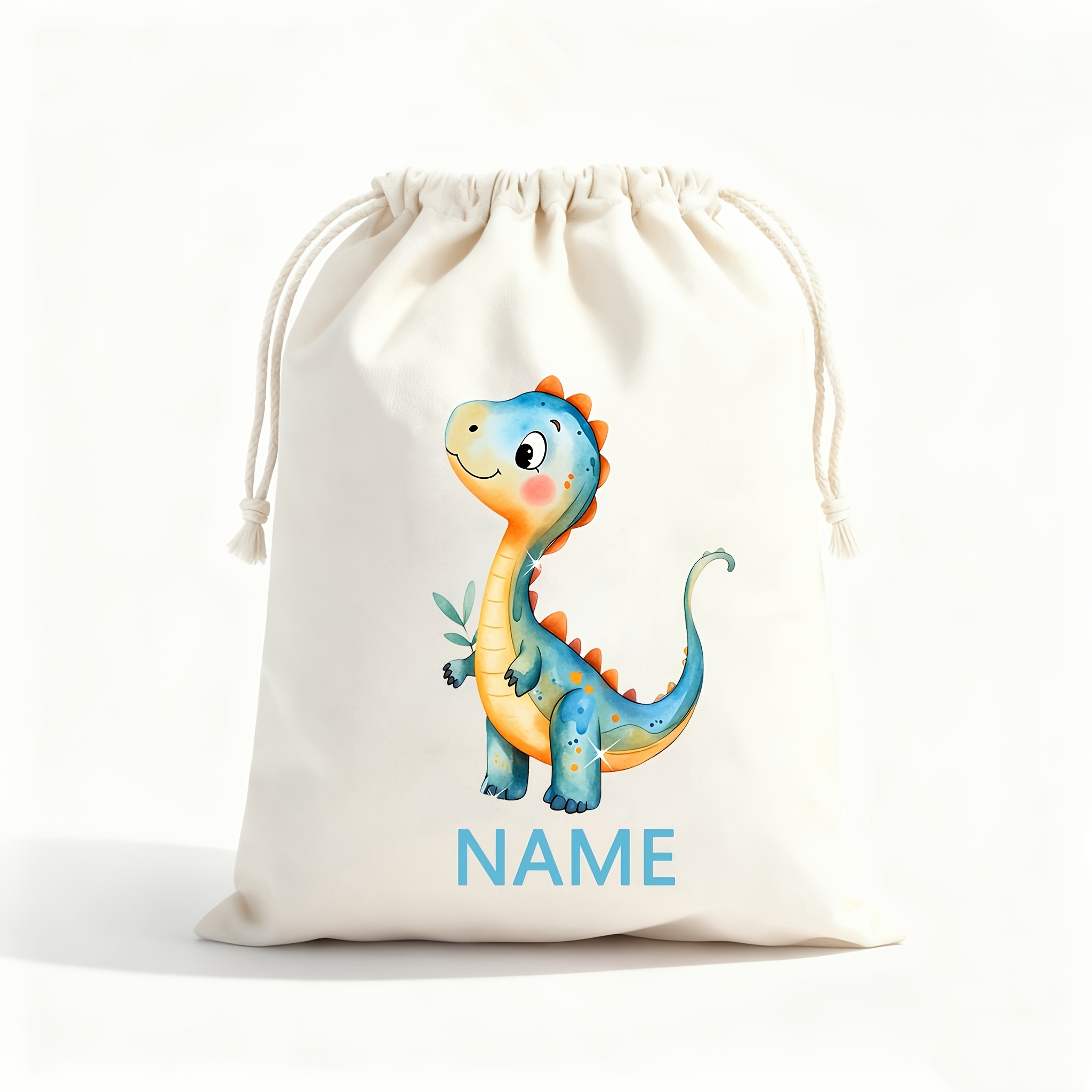 TEMU Bolsa de regalo con cordón personalizada con acuarela de dinosaurio pequeño para ella/él - adecuada para que den regalos, almacenamiento diario,