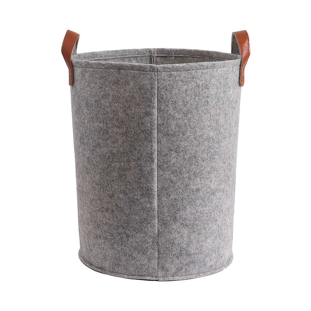 1pc cylinder felt storage bin with handle for calligraphy and painting storage laundry hamper multi purpose household organizer basket shelf baskets