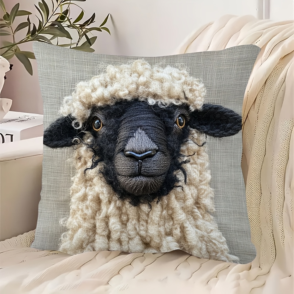 

Black- Sheep Double-sided Throw Pillow Cover, 18x18 Inch - Soft Polyester, Zip Closure For Sofa, Chair, Bed, Car & Office Decor, Contemporary Style