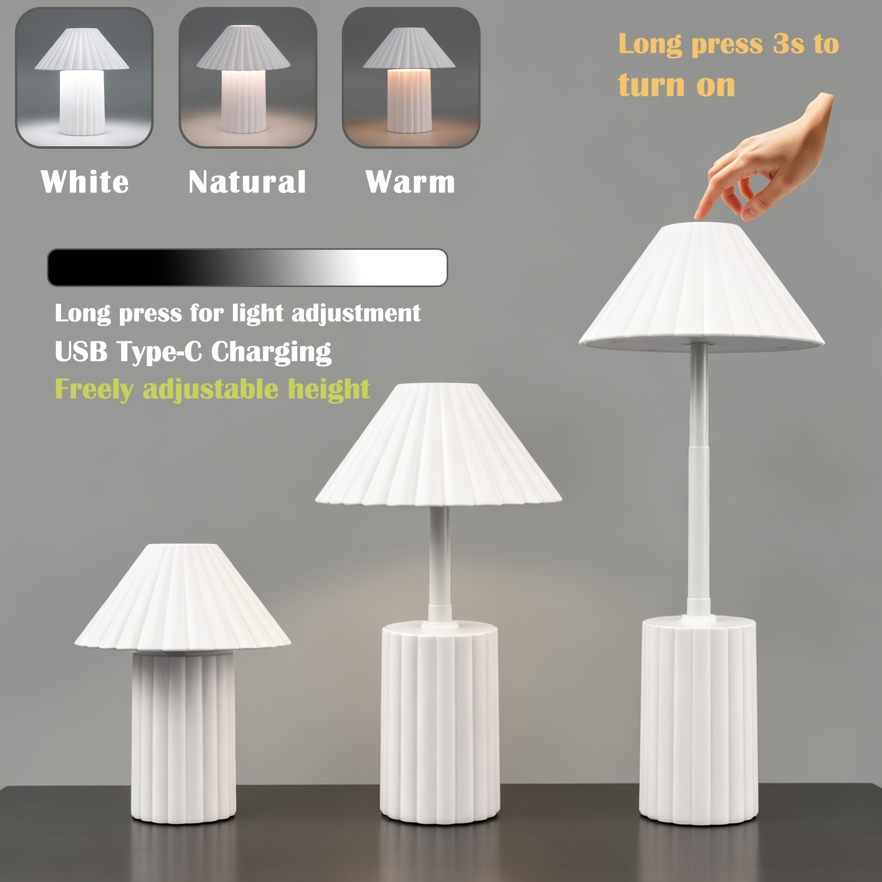 Height Adjustable Touch Control Dimmable LED Table Lamp