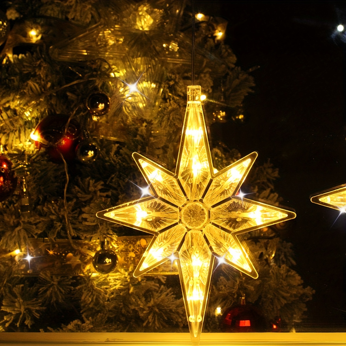 2pcs christmas festival   suction cup string lights curtain lights battery operated window lights christmas decorations bedroom lights spring summer christmas ornaments wedding football theme new year 2026 smart batteries not Product details 2
