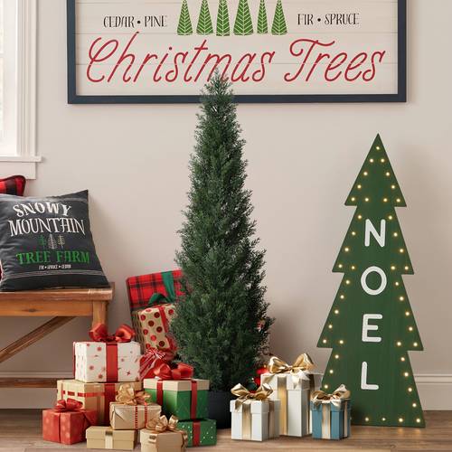 outdoor artificial topiary 1pc 2pcs uv rated potted plants 3 4 5ft faux pine bushes and shrubs for front porch home office decor