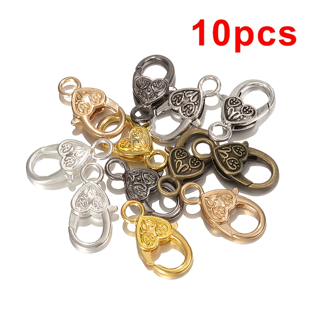 E-shop 10 Stk./Los Mischfarbige Karabinerverschlüsse Haken Herz Schlüsselanhänger Verschlüsse für Schmuckherstellung Armband Kette Zusätze Großhandel