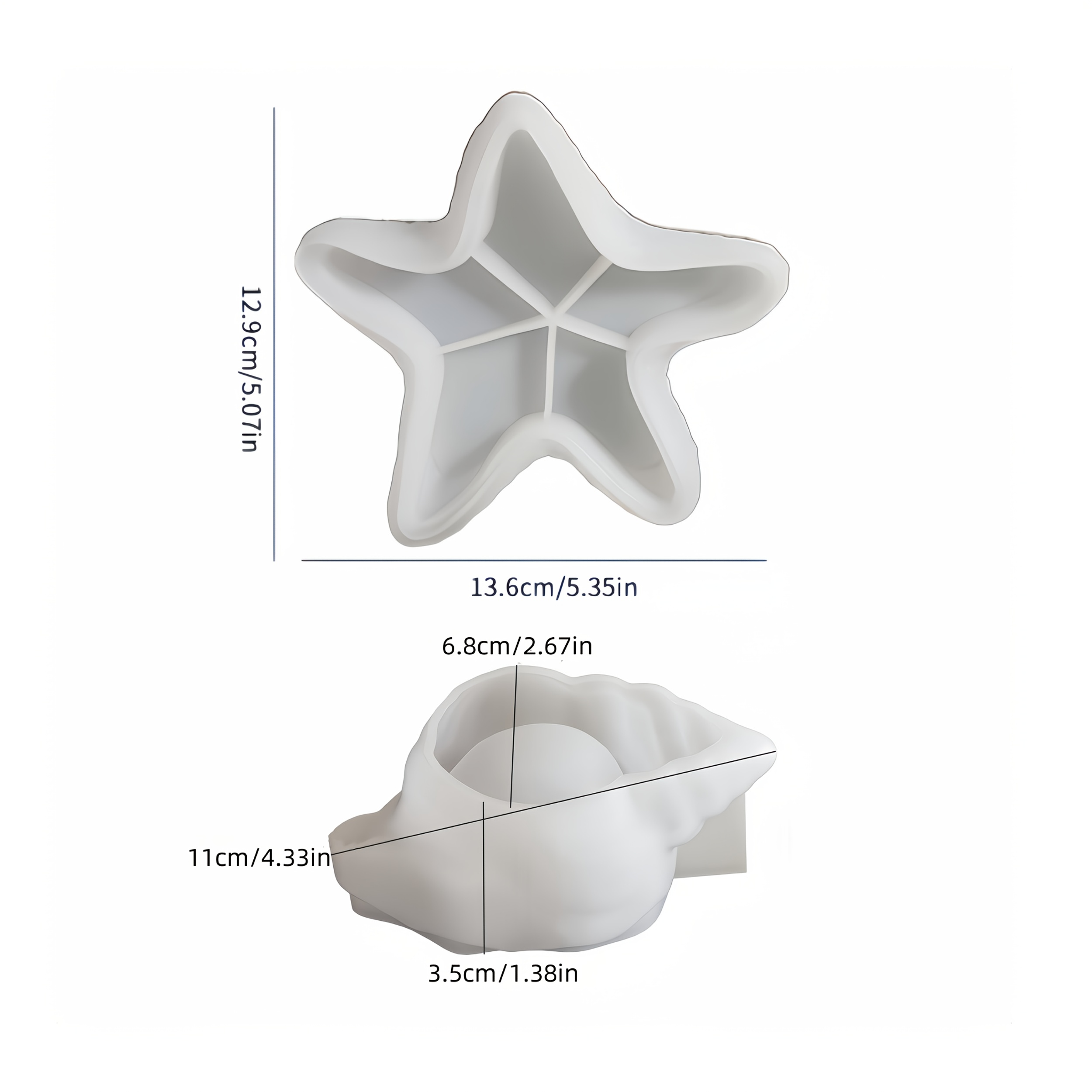 TEMU 2 Silicone Molds For Starfish And Conch Trays, Clay Molds, Ocean-themed Candle Holder Molds, Home Decor Concrete Decoration Silicone Molds,