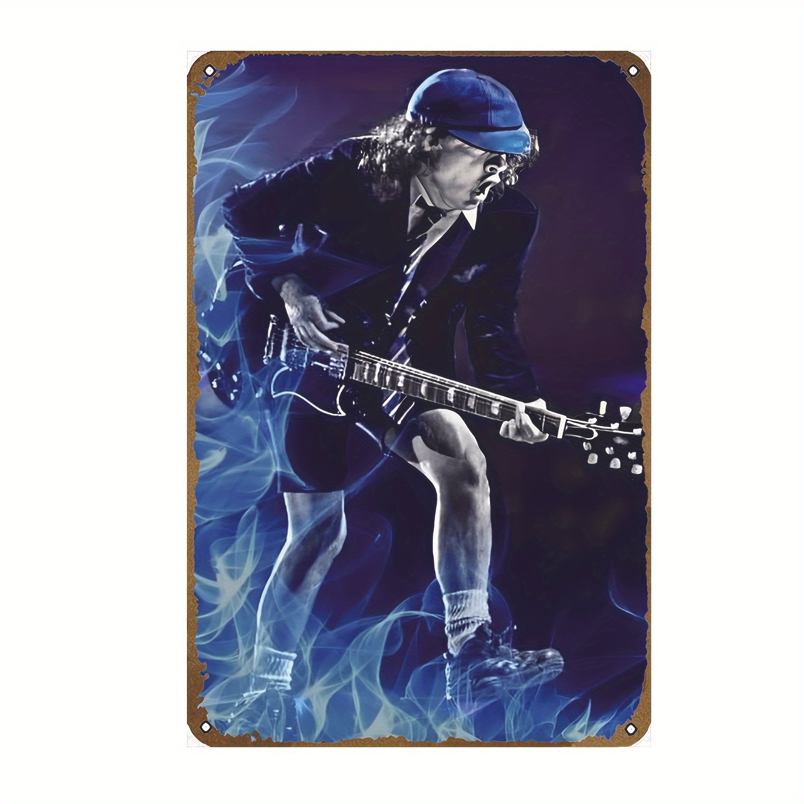 

Iron Metal Tin Sign Decor - Vintage Guitarist Rock Band Art Poster - Waterproof, Weather-resistant, Pre-drilled For Easy Hanging - Perfect For Bar, Cafe, Music Studio Wall - 8x12 Inches - Set Of 1