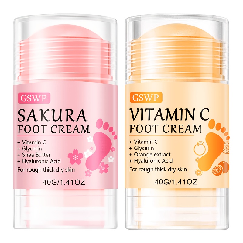 Image of 2pcs Gswp Sakura And Vitamin C Foot Care Stick Set. New : Refreshing And Non-greasy With An Elegant Fragrance. Dry Skin And Suitable For Hands And Feet. Makes A