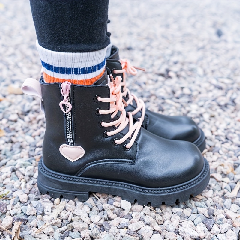 

Stylish Girls Solid Color Ankle Boots - Zipper Closure, Comfortable Non-slip Sole, Breathable Lining, Spring And Autumn , , Casual , And School