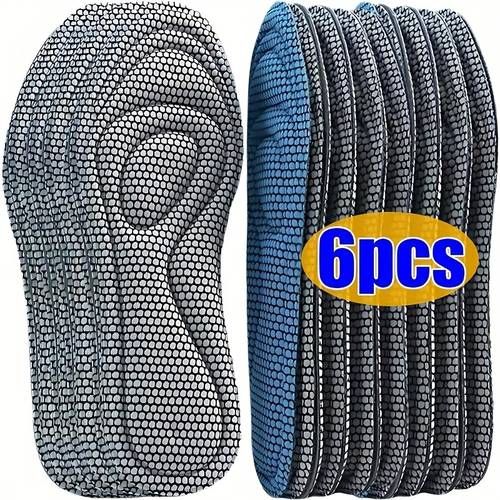 set of 6 5d memory foam insoles designed for arch support suitable for men and women features heel massage and soft cushioning for shock absorption ideal for running shoes sneakers types of athletic footwear