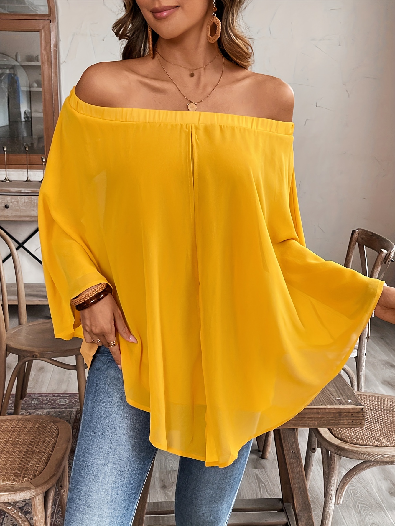 Blusa volantes hombros descubiertos hotsell