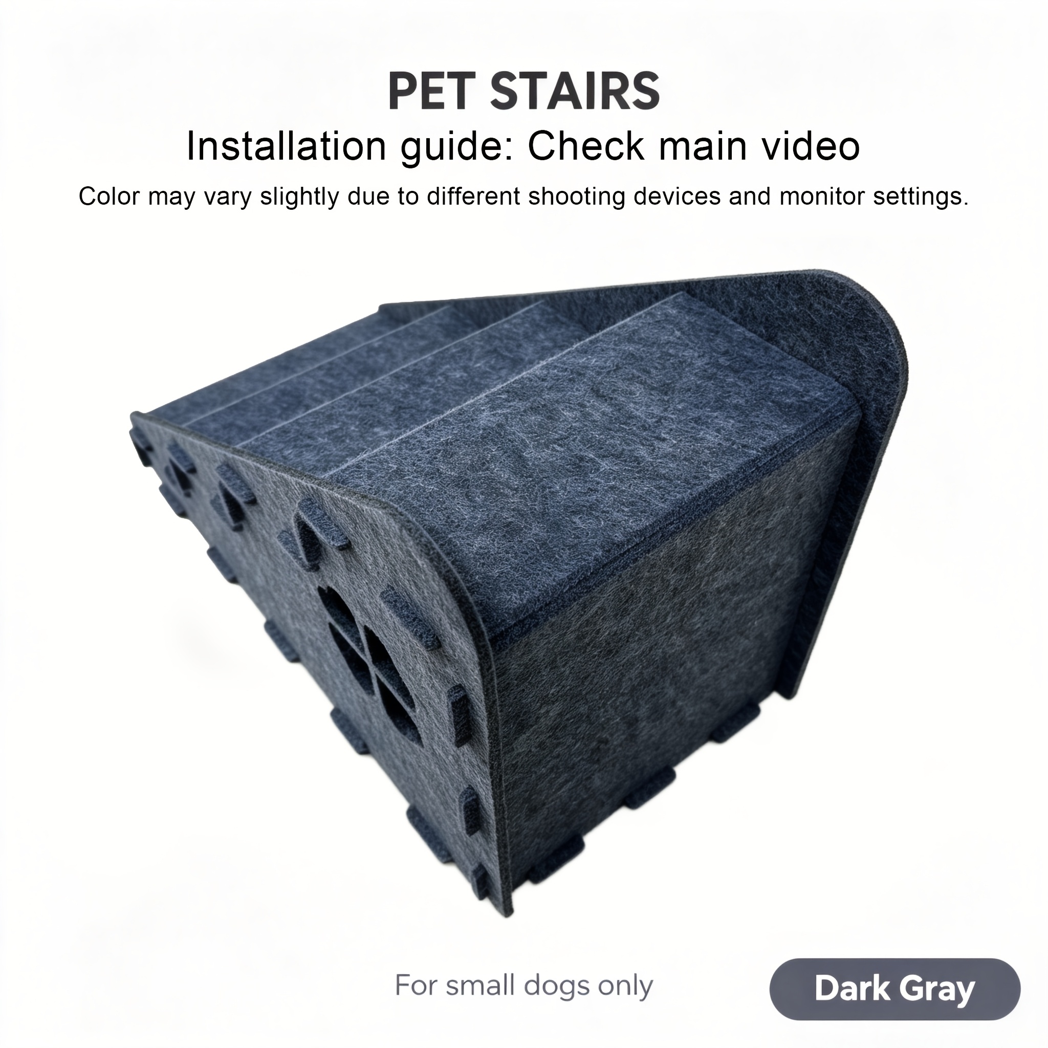 TEMU Felt Dog Ramp For Small Dogs, 4-step Detachable Pet Stairs For Bed Sofa, Foldable Dog Steps Ladder With Paw Cutout, Easy Assembly Pet Ramp For