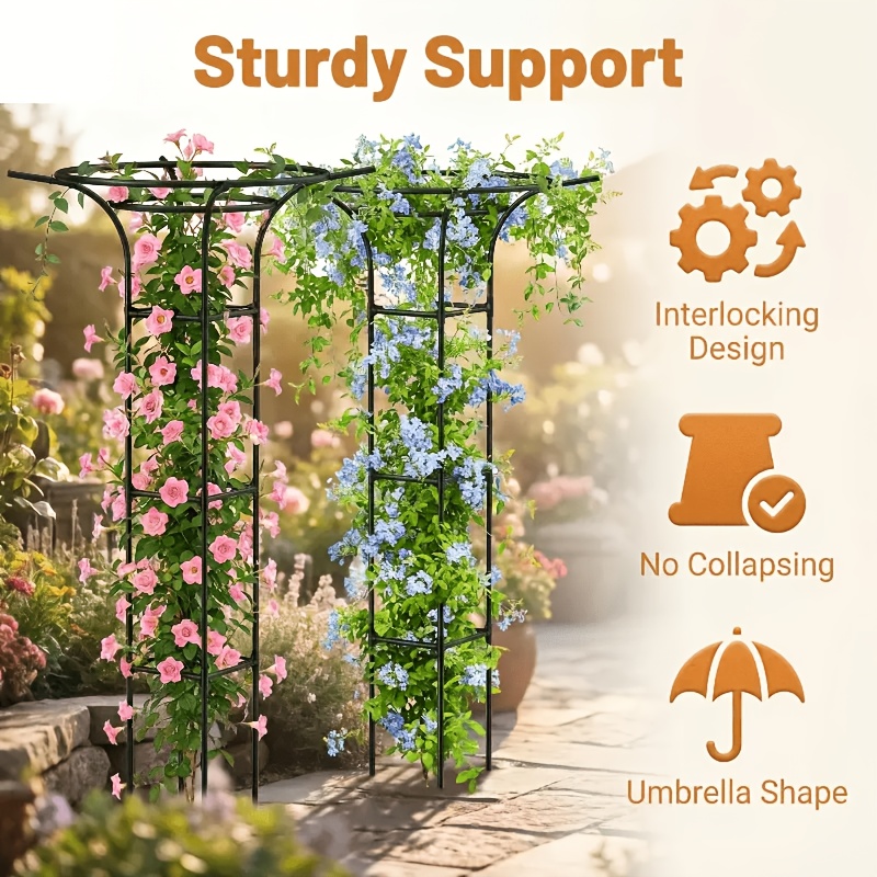 TEMU 2 Set Heavy-duty Outdoor Garden Trellis Suitable For Vines, Roses, Ivy, - 65-inch Interlocking Support Frame With Sturdy Pillar System, Mushroom