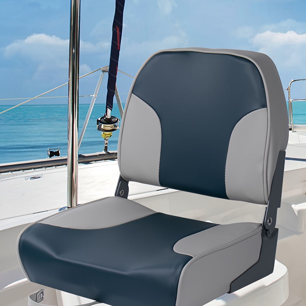 Sedile Pieghevole Per Barca Skipper Oceansouth | Imbottito Con Schienale Alto | Tasca Portaoggetti | Resistente Ai Raggi UV