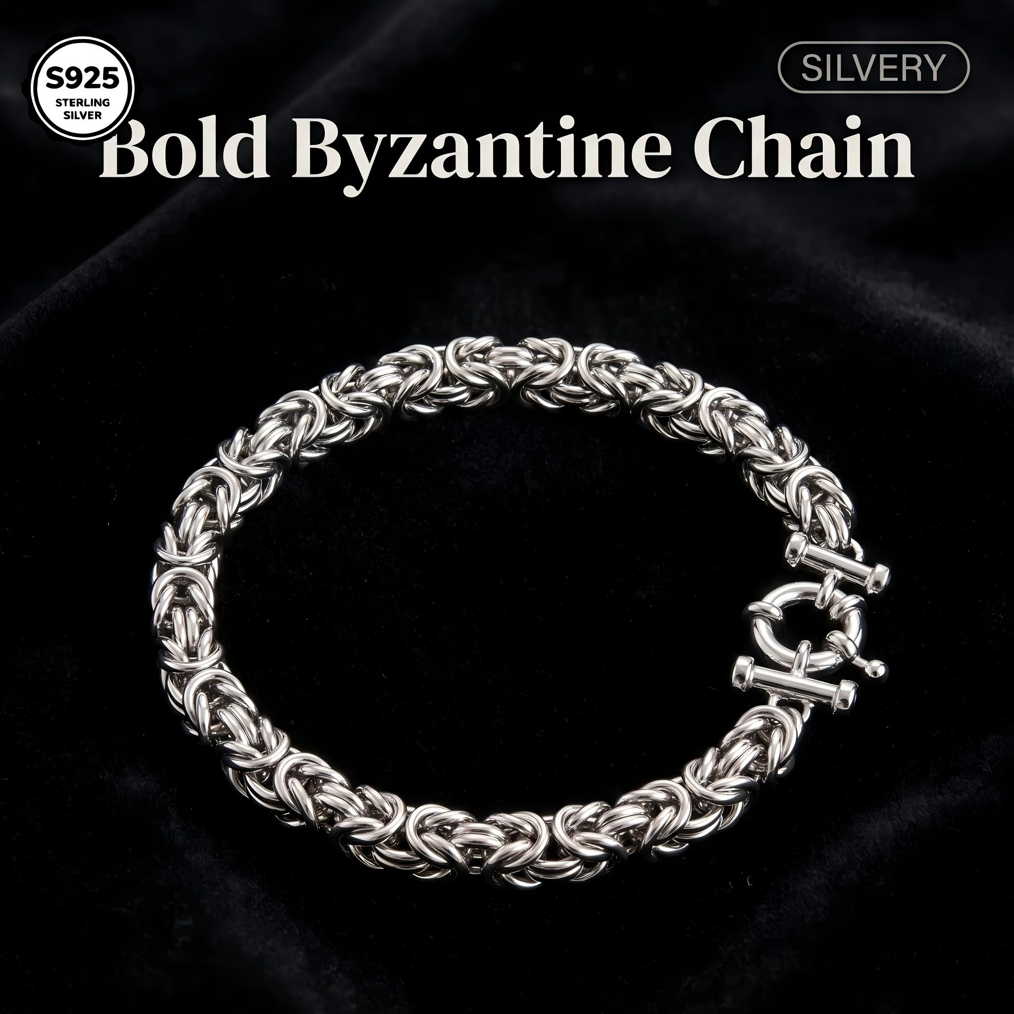 Image of 925 Sterling Silver Fashionable Byzantine Bracelet | Classic And Elegant Design, Suitable For Daily Wear, Parties, Events, And As A Gift For Festivals, With A Box