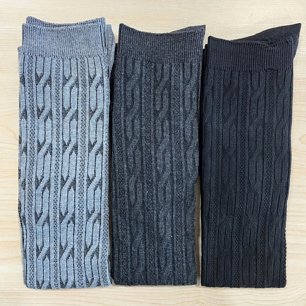 TEMU 3 Pairs Thick & Cozy Over-the-knee Socks For Women - Warm, Stylish Preppy Socks, Essential For Cold Weather, Perfect Winter Gift