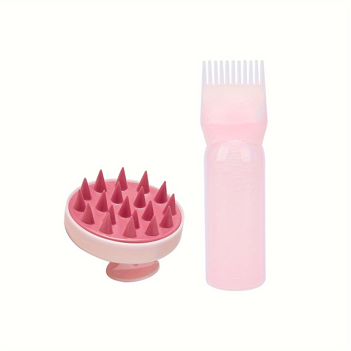 

2pcs/set Root Comb Applicator Bottle With Scalp Massager Shampoo Brush Hair Coloring Dye And Scalp Treatment Tools