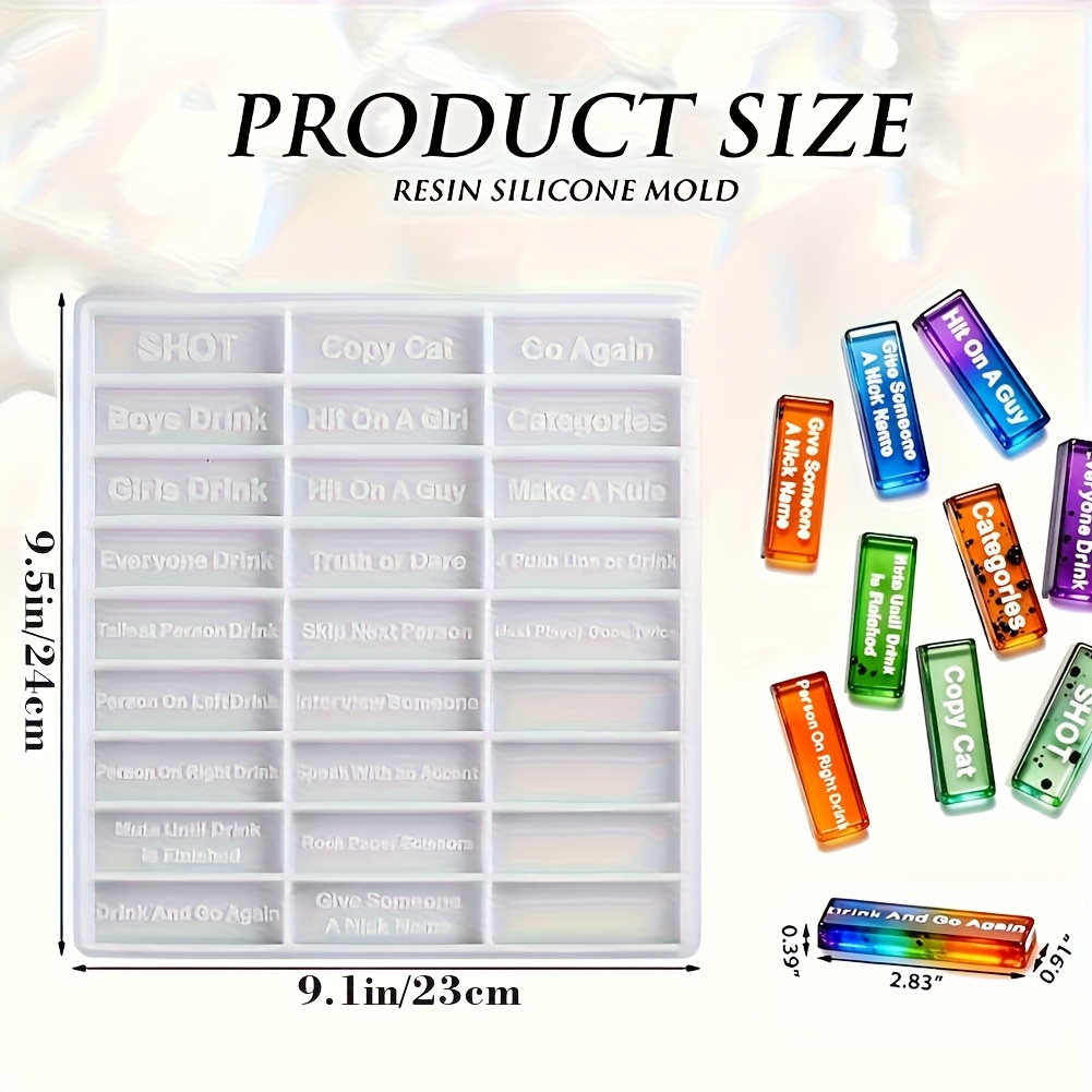 TEMU 1pc-diy Game Building Block Resin Mold, Epoxy Resin Building Toy Domino Silicone Mold, Building Block Rotating Stacking Game Theme Party, For