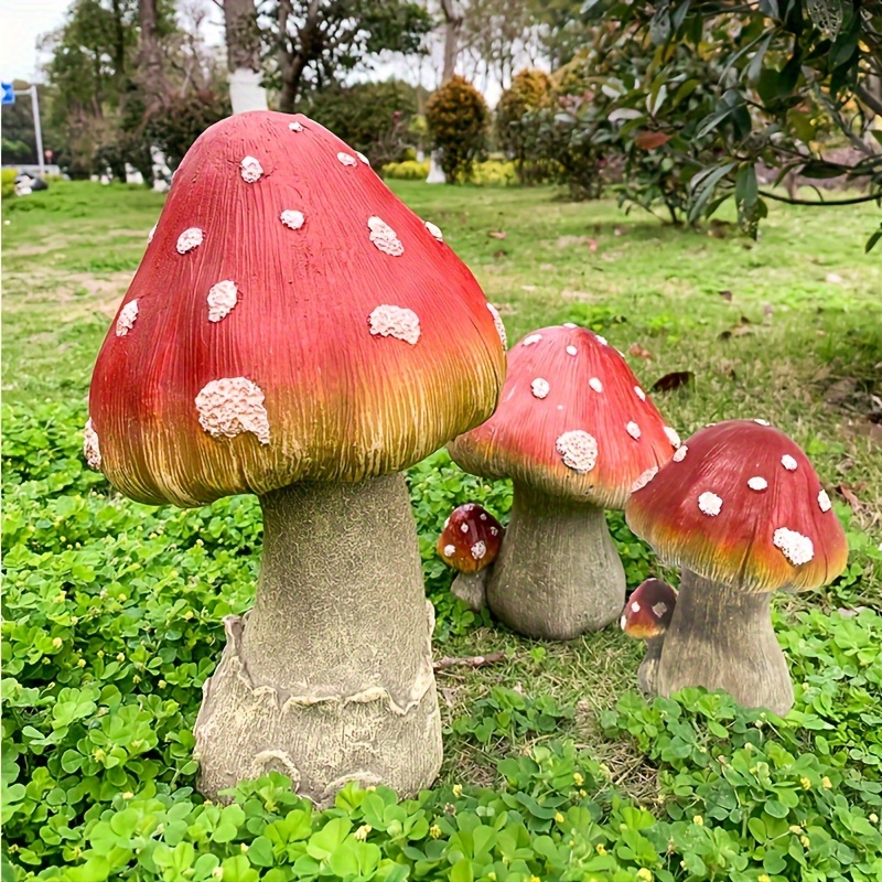 

1pc Optional Size 3d Simulated Mushroom Statue Ornament, Simulated Resin Decoration, Lawn And Outdoor Garden Decoration For Kindergarten, As A Holiday Gift