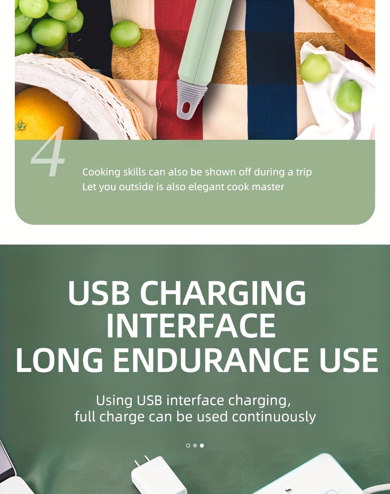 1 set multifunctional electric garlic press egg beater 2 in 1 kit 30w 1200mah large capacity portable hand mixer mini meat grinder with multiple attachments for cake cream baking usb charging kitchen tool Product details 4