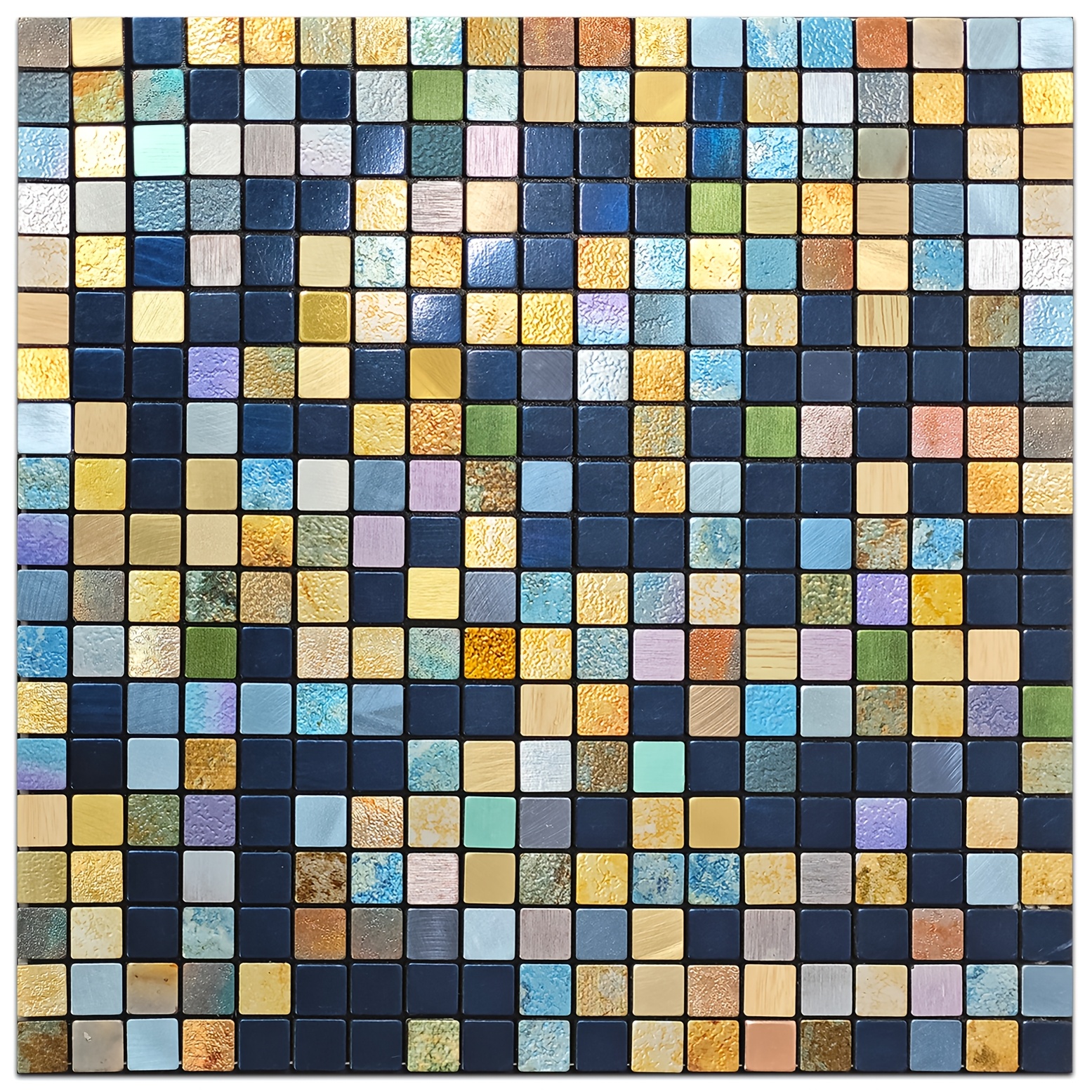 Image of 10pcs Metal Mosaic Wall Stickers, Waterproof And, Fireproof And High-temperature Resistant, Used In A Of , Such As Bedrooms, Kitchens, And Bathrooms, The Back With Adhesive, Which Cut