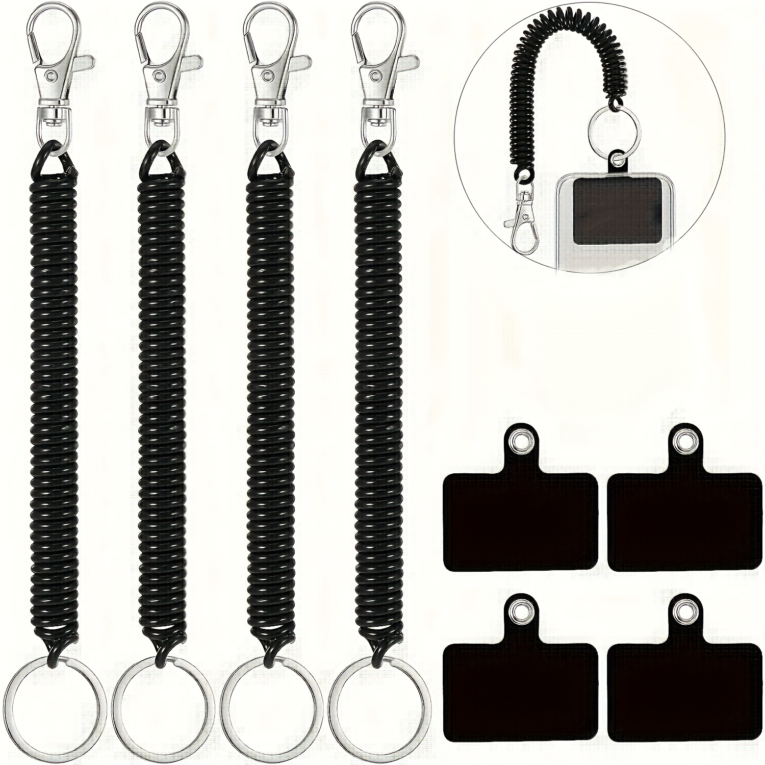 TEMU juegos de cordones para teléfono con almohadillas, correas elásticas para el para teléfonos y anclajes antirrobo para fundas de teléfono,