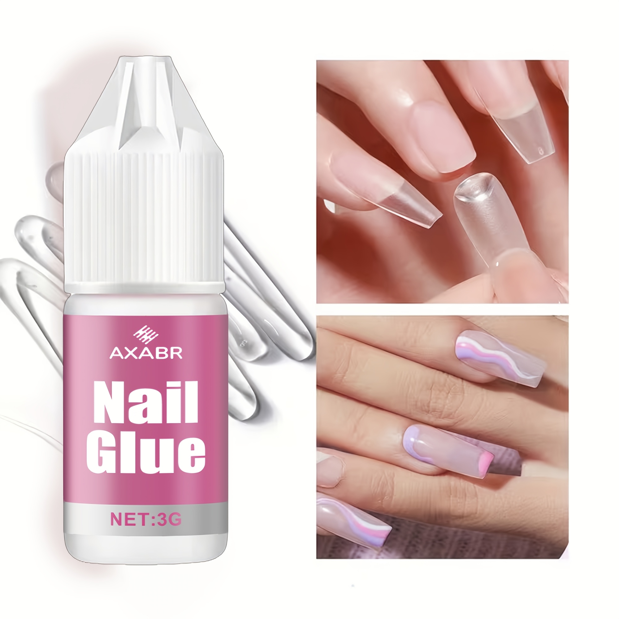 5-Pack Super Strong Nail Glue, No Wiping Required, Ultra-Fast Strong Nail Tip Glue, Suitable for Bonding Broken Nails, Super Strong False Nail Glue, Long-Lasting Nail Glue